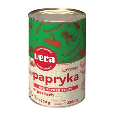 Canned red pepper stripes, VERA, 4200 g / 2000 g